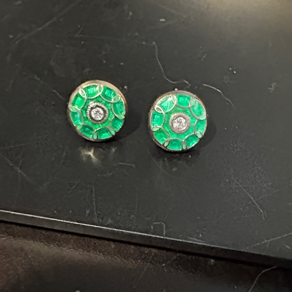 Green and Sterling Silver Jewel Pops by the Kameleon Co for Pendants or Earrings